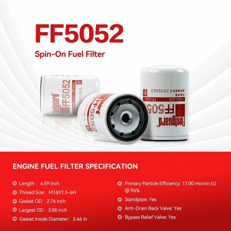 FF5052 Fleetguard Fuel Filter Compatible with Cummins B4.5, 4B3.9-G