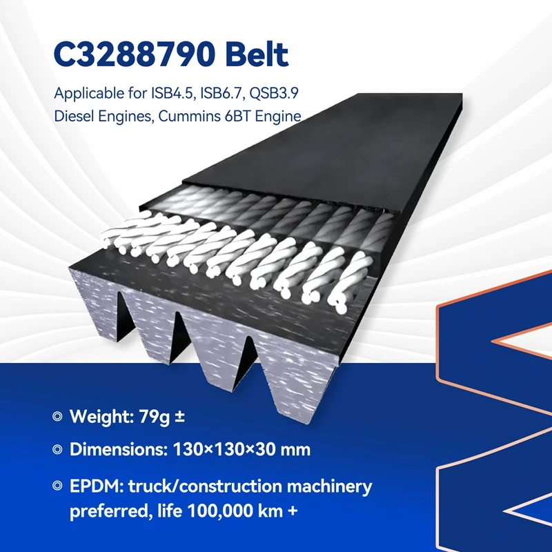 3288790 Cummins V Ribbed Belt Compatible with Cummins 4B3.9-G1