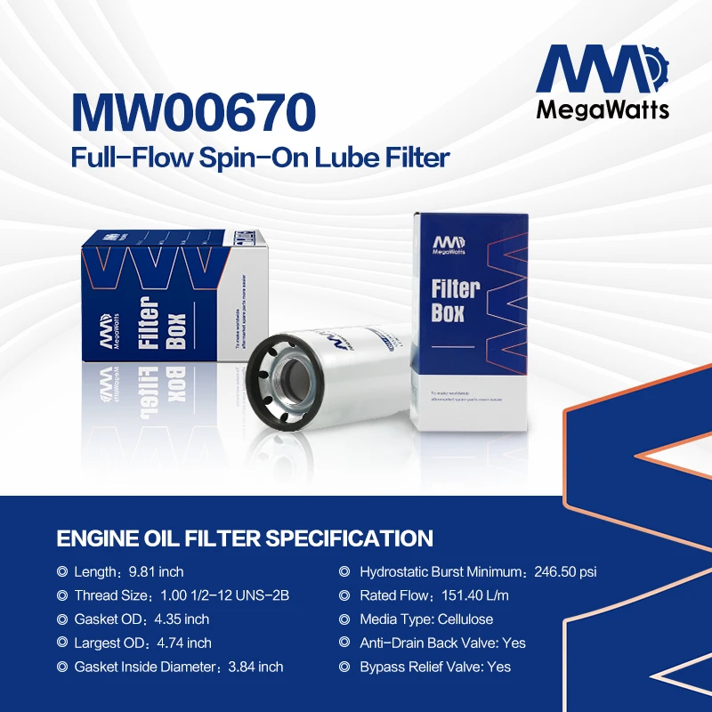 LF670 Fleetguard Lube Filter MW00670 Full-Flow Spin-On Replaces Baldwin B95,Donaldson P550671,Luber Finer LFP670,Wix 51970