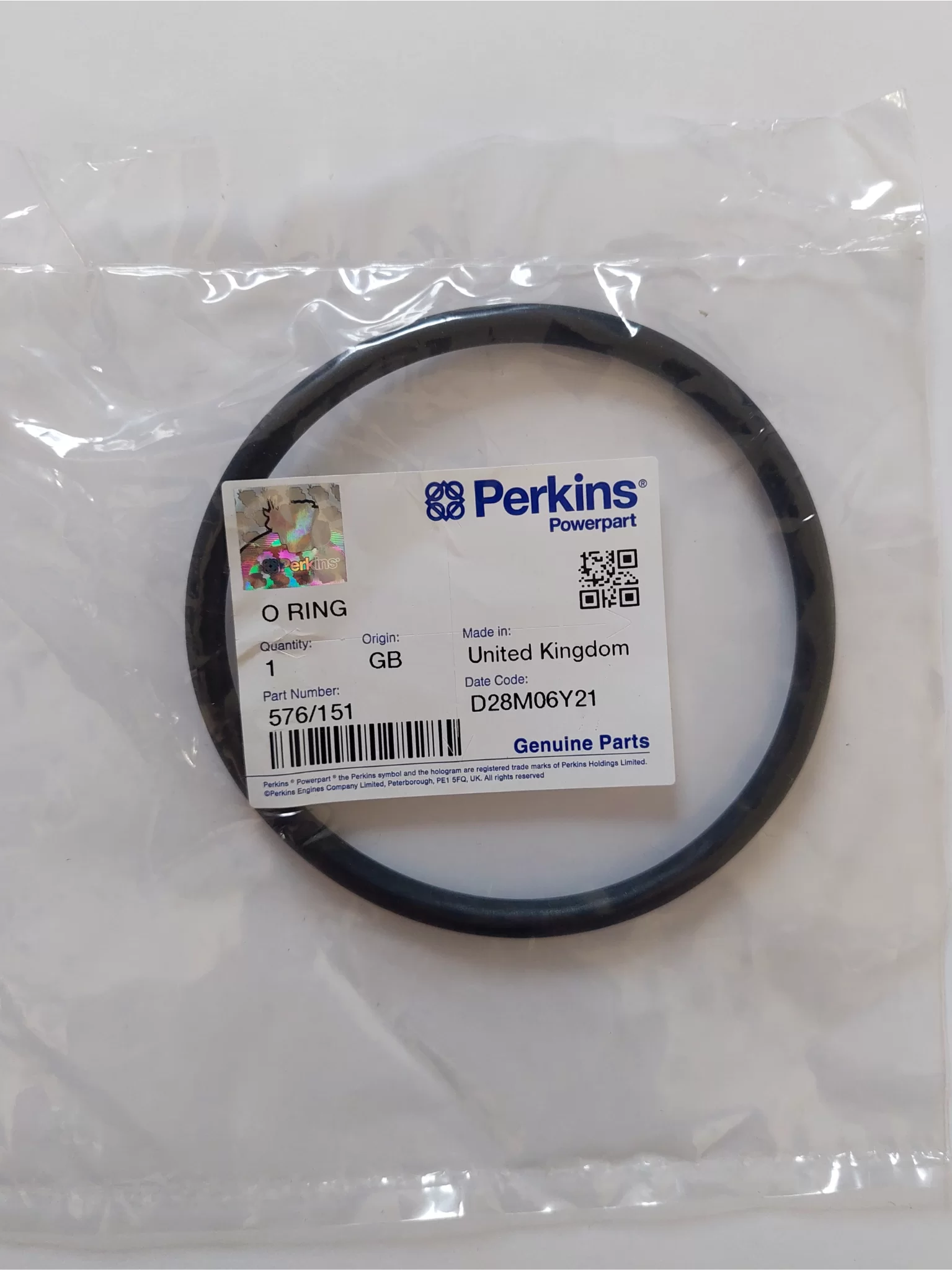 576/151 Perkins O Seal is Compatible with Perkins 4006TESI; 4006TRS Engine